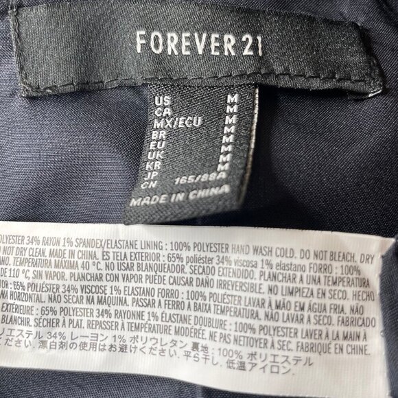 Forever 21 Women's Pinstriped Oversized Blazer Lagen Look Black Sz Med - Picture 7 of 8